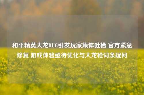 和平精英大龙BUG引发玩家集体吐槽 官方紧急修复 游戏体验亟待优化与大龙枪词条疑问