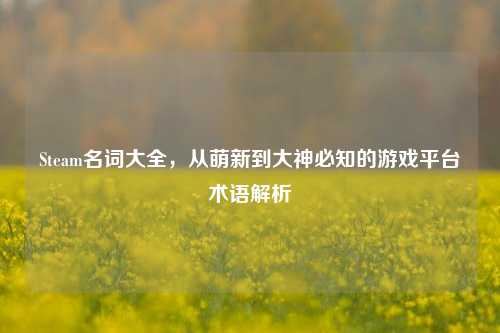Steam名词大全，从萌新到大神必知的游戏平台术语解析