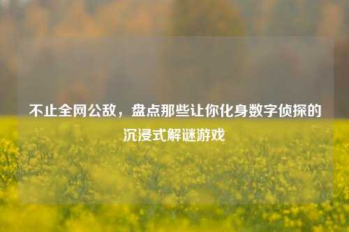 不止全网公敌，盘点那些让你化身数字侦探的沉浸式解谜游戏