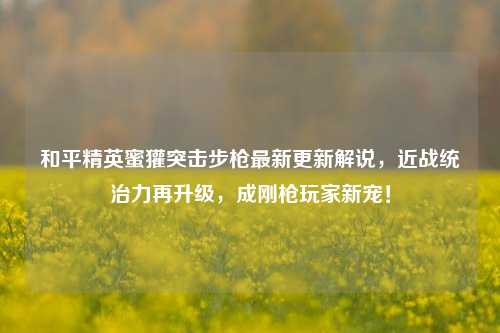 和平精英蜜獾突击步枪最新更新解说,近战统治力再升级,成刚枪玩家新宠!