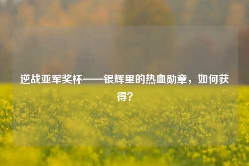 逆战亚军奖杯——银辉里的热血勋章,如何获得?
