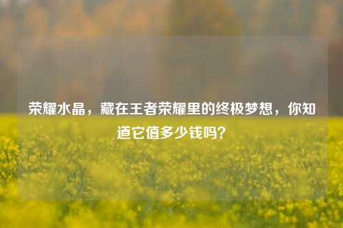 荣耀水晶,藏在王者荣耀里的终极梦想,你知道它值多少钱吗?