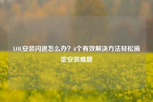 LOL安装闪退怎么办？6个有效解决方法轻松搞定安装难题