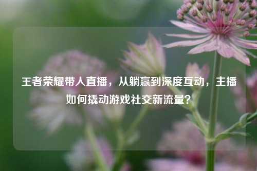 王者荣耀带人直播,从躺赢到深度互动,主播如何撬动游戏社交新流量?