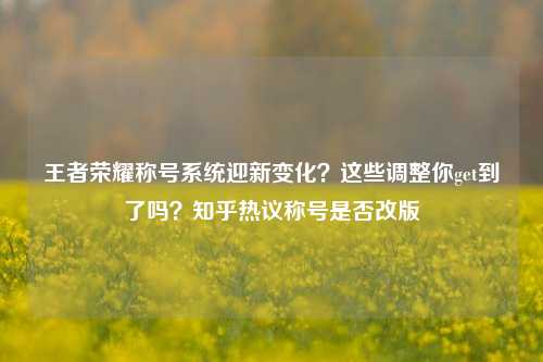 王者荣耀称号系统迎新变化？这些调整你get到了吗？知乎热议称号是否改版