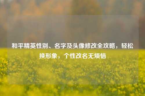 和平精英性别、名字及头像修改全攻略，轻松换形象，个性改名无烦恼