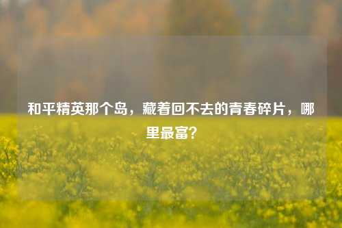 和平精英那个岛，藏着回不去的青春碎片，哪里最富？