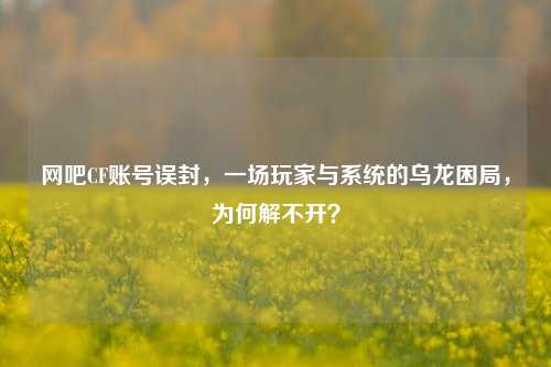 网吧CF账号误封,一场玩家与系统的乌龙困局,为何解不开?