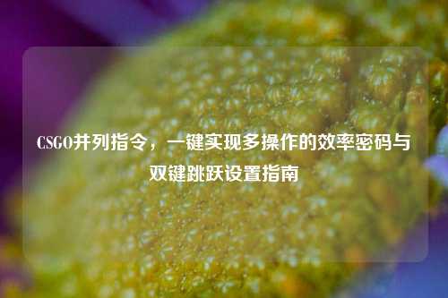 CSGO并列指令，一键实现多操作的效率密码与双键跳跃设置指南