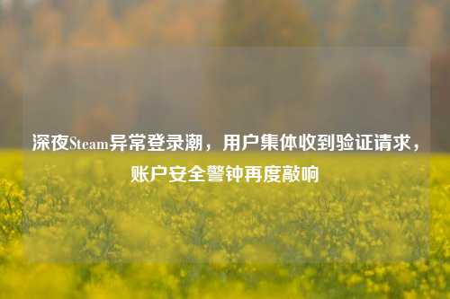 深夜Steam异常登录潮,用户集体收到验证请求,账户安全警钟再度敲响
