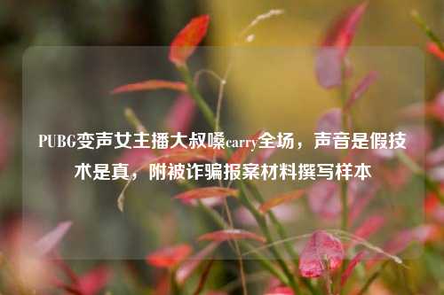 PUBG变声女主播大叔嗓carry全场，声音是假技术是真，附被诈骗报案材料撰写样本