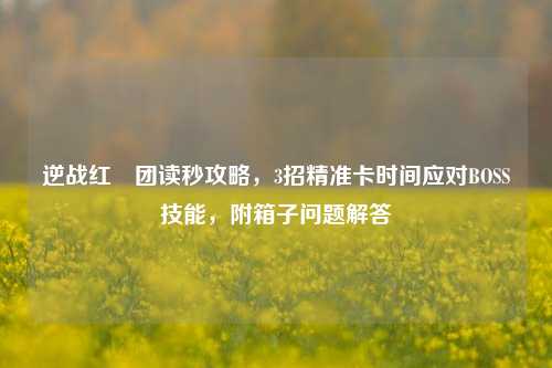 逆战红犼团读秒攻略,3招精准卡时间应对BOSS技能,附箱子问题解答