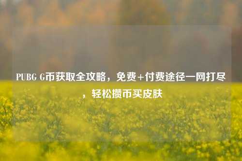 PUBG G币获取全攻略,免费+付费途径一网打尽,轻松攒币买皮肤