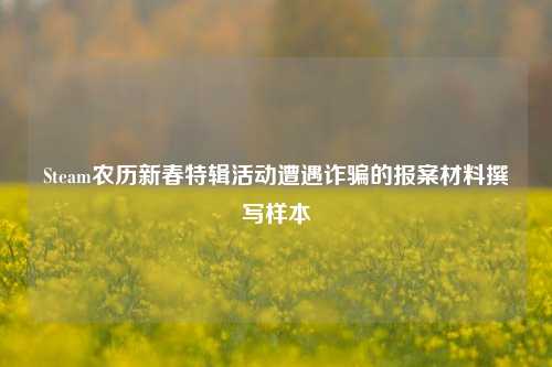 Steam农历新春特辑活动遭遇诈骗的报案材料撰写样本
