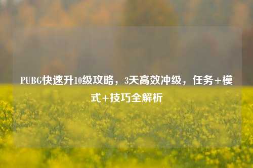 PUBG快速升10级攻略,3天高效冲级,任务+模式+技巧全解析