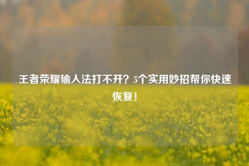 王者荣耀输入法打不开？5个实用妙招帮你快速恢复！