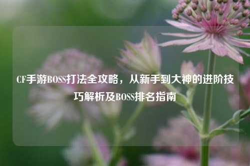 CF手游BOSS打法全攻略，从新手到大神的进阶技巧解析及BOSS排名指南