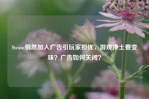 Steam悄然加入广告引玩家担忧，游戏净土要变味？广告如何关闭？