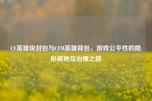 CF英雄级封包与CFM英雄背包，游戏公平性的隐形威胁及治理之路