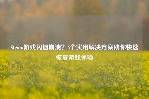 Steam游戏闪退崩溃?6个实用解决方案助你快速恢复游戏体验