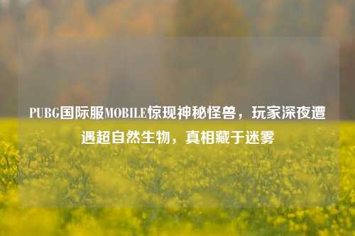 PUBG国际服MOBILE惊现神秘怪兽，玩家深夜遭遇超自然生物，真相藏于迷雾