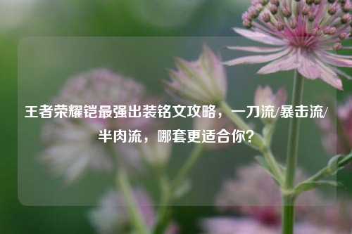 王者荣耀铠最强出装铭文攻略，一刀流/暴击流/半肉流，哪套更适合你？