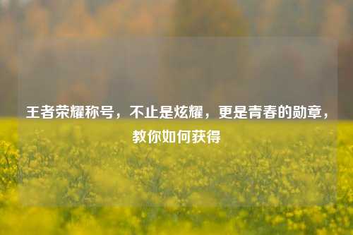 王者荣耀称号，不止是炫耀，更是青春的勋章，教你如何获得