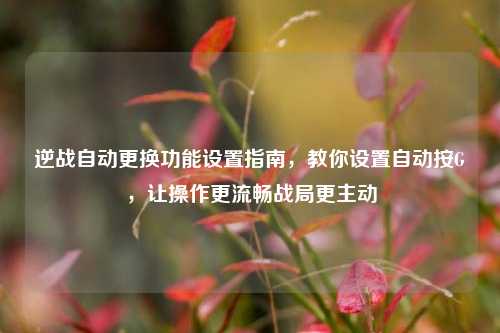 逆战自动更换功能设置指南,教你设置自动按G,让操作更流畅战局更主动