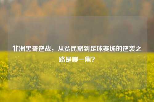 非洲黑哥逆战,从贫民窟到足球赛场的逆袭之路是哪一集?