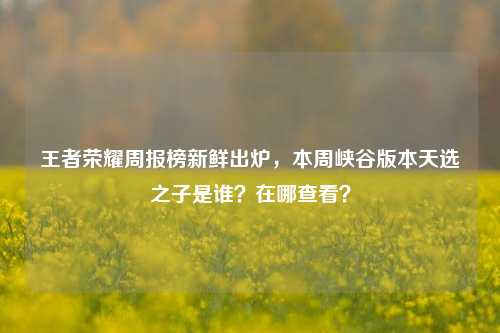 王者荣耀周报榜新鲜出炉，本周峡谷版本天选之子是谁？在哪查看？