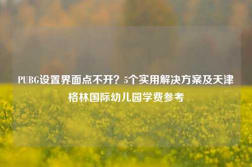 PUBG设置界面点不开？5个实用解决方案及天津格林国际幼儿园学费参考