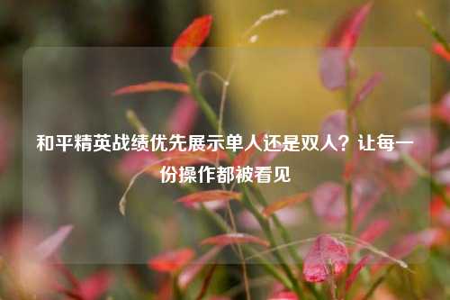 和平精英战绩优先展示单人还是双人？让每一份操作都被看见