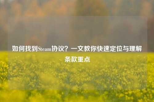 如何找到Steam协议？一文教你快速定位与理解条款重点