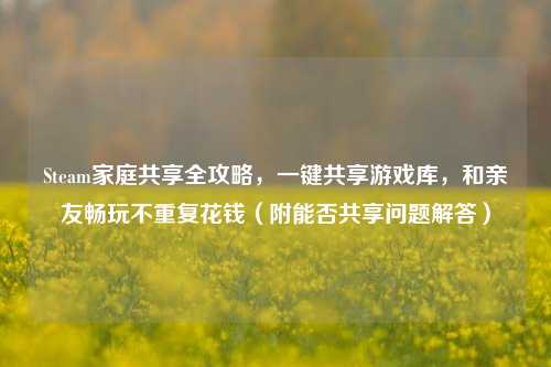 Steam家庭共享全攻略，一键共享游戏库，和亲友畅玩不重复花钱（附能否共享问题解答）