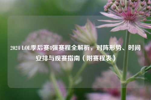 2024 LOL季后赛8强赛程全解析,对阵形势、时间安排与观赛指南(附赛程表)