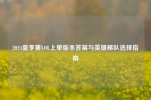 2024夏季赛LOL上单版本答案与英雄梯队选择指南