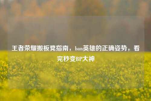 王者荣耀搬板凳指南，ban英雄的正确姿势，看完秒变BP大神