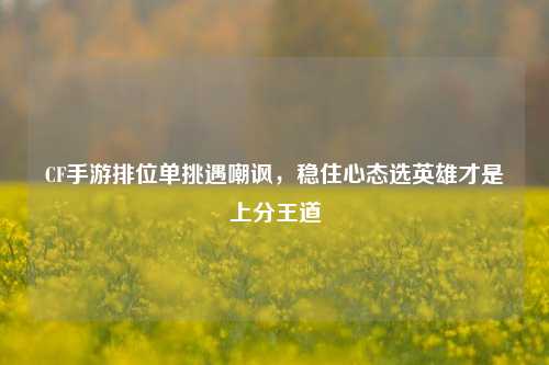 CF手游排位单挑遇嘲讽,稳住心态选英雄才是上分王道