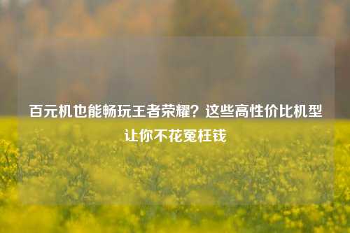 百元机也能畅玩王者荣耀？这些高性价比机型让你不花冤枉钱