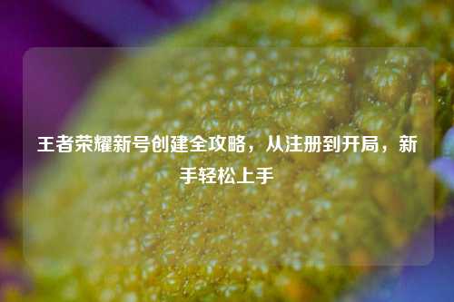 王者荣耀新号创建全攻略,从注册到开局,新手轻松上手