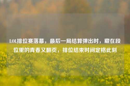 LOL排位赛落幕，最后一局结算弹出时，藏在段位里的青春又翻页，排位结束时间定格此刻