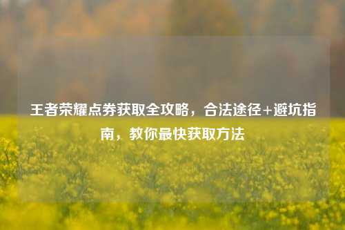 王者荣耀点券获取全攻略，合法途径+避坑指南，教你最快获取方法