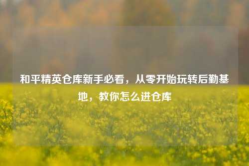 和平精英仓库新手必看，从零开始玩转后勤基地，教你怎么进仓库
