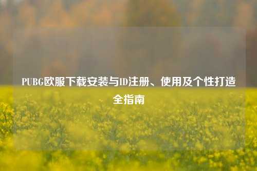 PUBG欧服下载安装与ID注册、使用及个性打造全指南