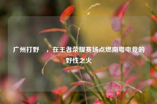 广州打野暃，在王者荣耀赛场点燃南粤电竞的野性之火