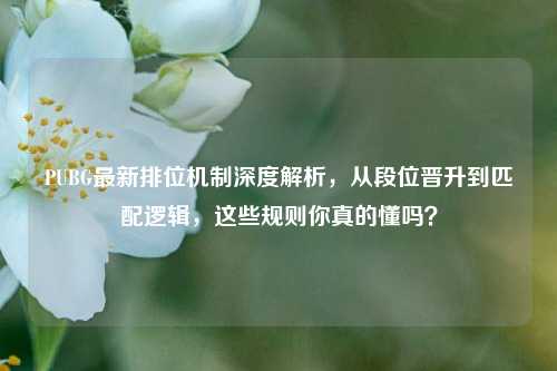PUBG最新排位机制深度解析，从段位晋升到匹配逻辑，这些规则你真的懂吗？