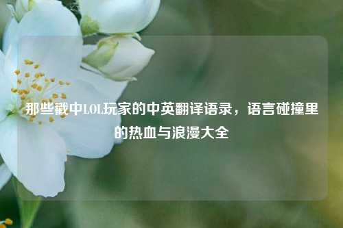 那些戳中LOL玩家的中英翻译语录,语言碰撞里的热血与浪漫大全