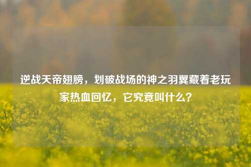 逆战天帝翅膀,划破战场的神之羽翼藏着老玩家热血回忆,它究竟叫什么?