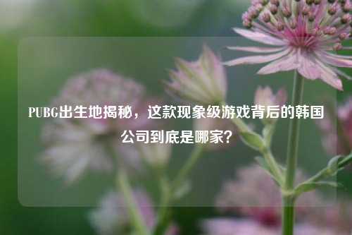 PUBG出生地揭秘,这款现象级游戏背后的韩国公司到底是哪家?