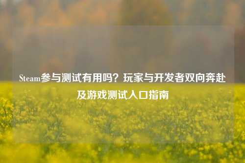 Steam参与测试有用吗？玩家与开发者双向奔赴及游戏测试入口指南